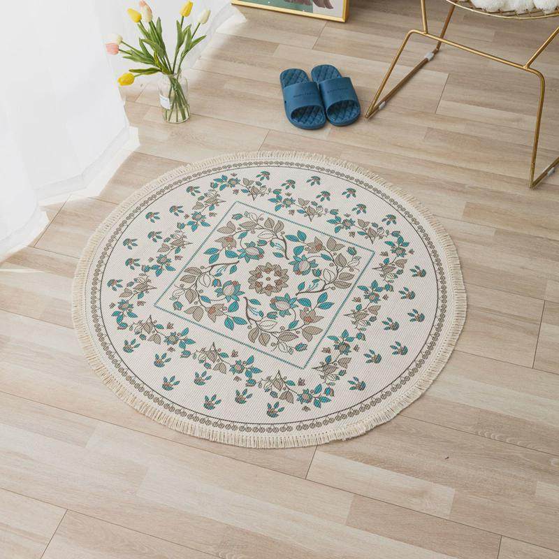 民族风棉线印花家用客厅茶几垫地垫卧室书房圆形地毯跨境,居家布艺,家用脚垫,淘宝优惠券,粉丝福利购,淘宝优惠卷