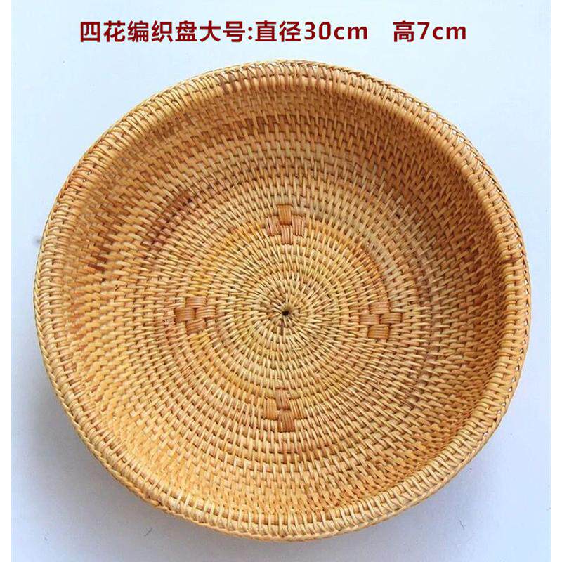 日式手工水果篮藤编水果盘客厅果盆竹编面包篮藤编蓝子收纳筐
