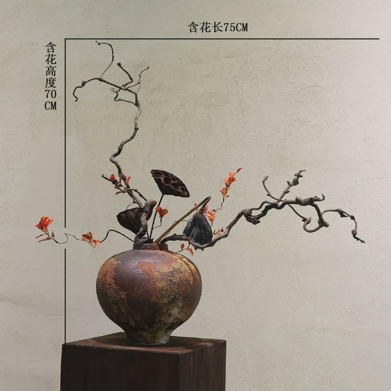 复古陶瓷民宿侘寂风新中式禅意摆件客厅花瓶粗茶室玄关插干花桌面