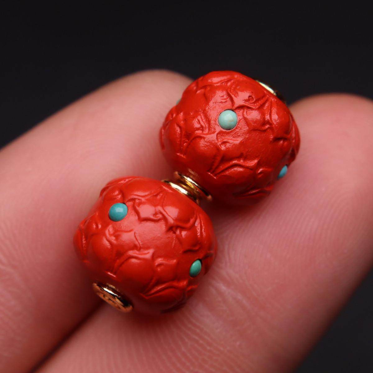 保真朱砂新款镶嵌莲花桶珠散珠单颗珠子手串配件挂件吊坠文玩饰品,珠宝/钻石/翡翠,DIY配件,淘宝优惠券,粉丝福利购,淘宝优惠卷