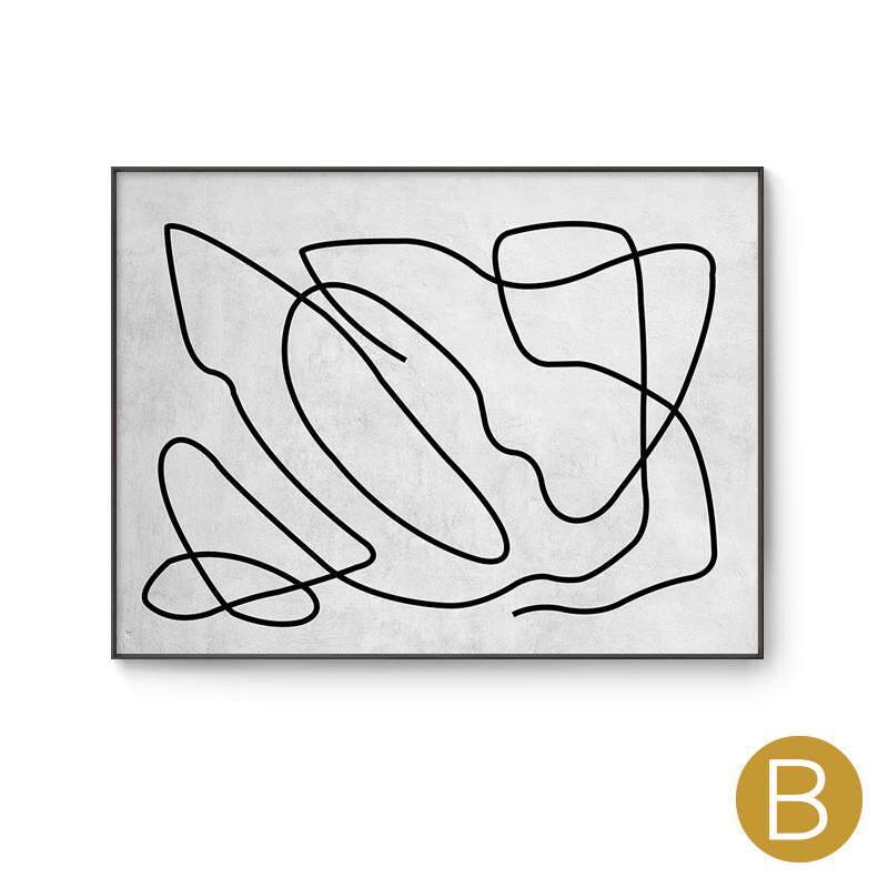 北欧简约黑白装饰画线条画民宿小众挂画样板间工作室墙面餐厅挂画