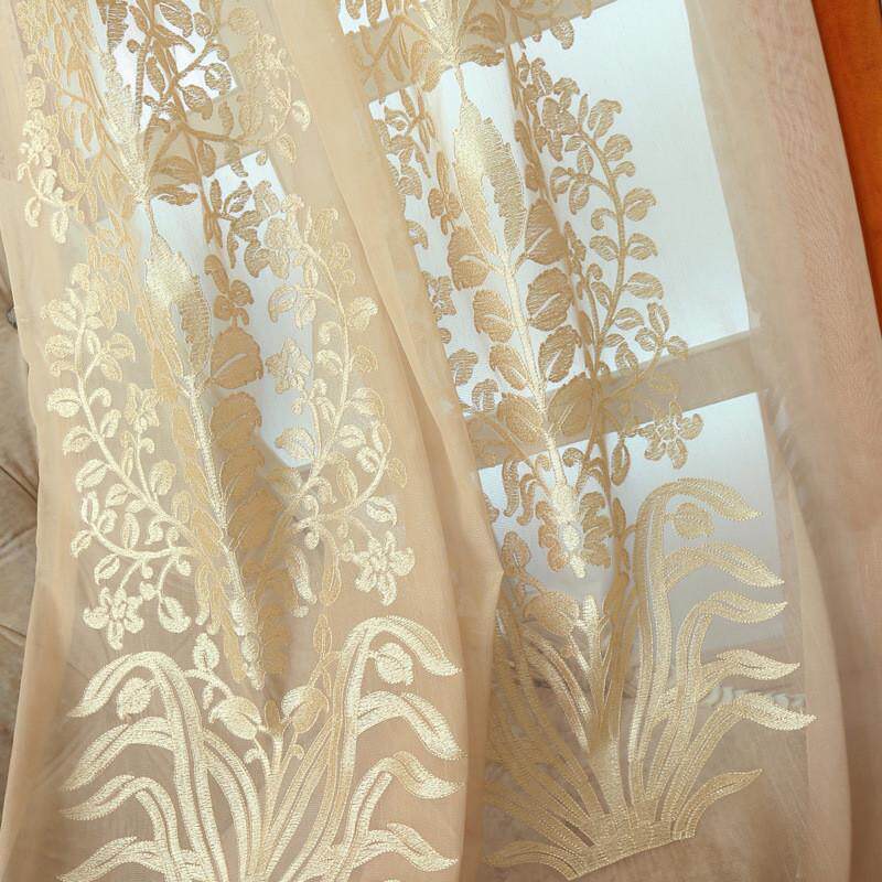 美丝梦莎落地窗绒布绣花窗帘布成品遮光北欧简约卧室客厅curtain