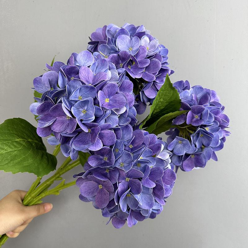 仿真3D打印手感绣球花假花家居装饰油画色保湿胶片绣球蓝紫色绣球