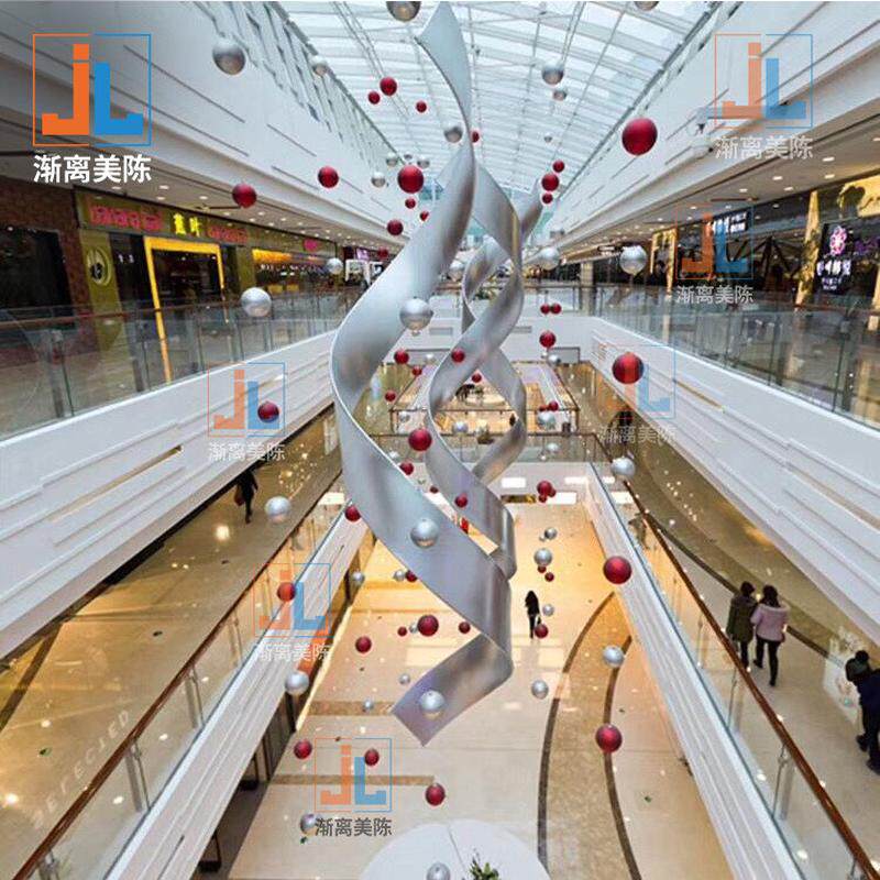 中秋国庆美陈4s店大型商场中庭吊饰酒店螺旋天井吊顶开业大厅飘带