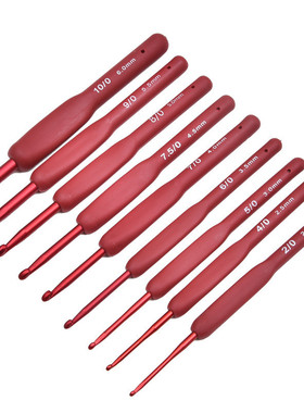 红色软柄钩针勾针工具套装手工diy编织毛衣毛线围脖硅胶高档钩针