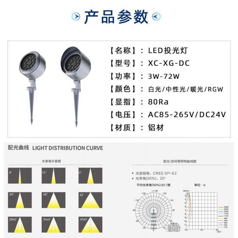 户外圆形庭院投光灯6w18w36w60w公园广场花园工程照树地插灯