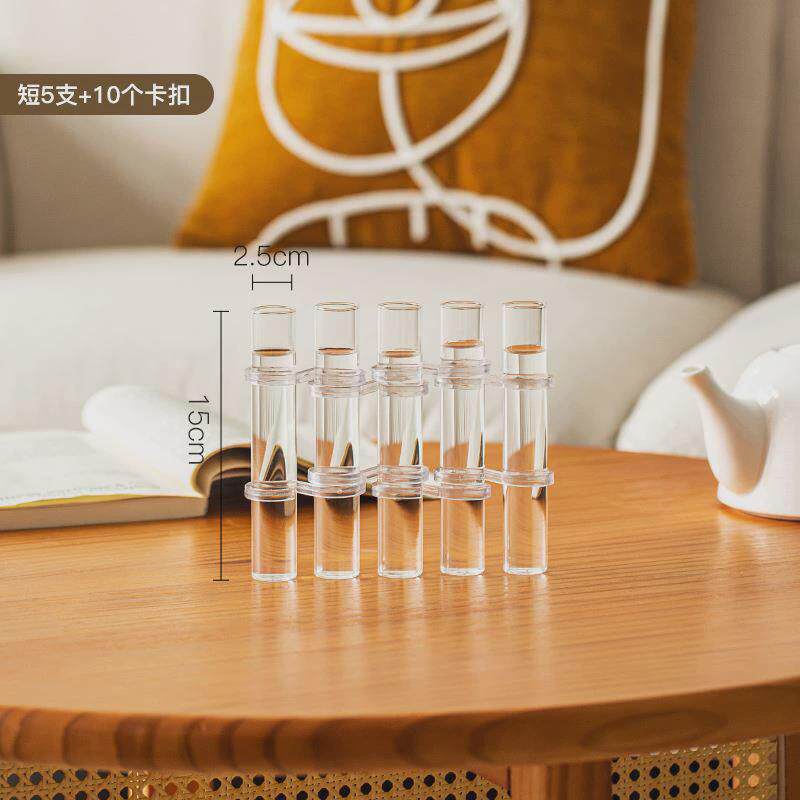 网红试管花瓶洋牡丹水培玻璃瓶创意绿植器皿迷你小口径一排小花瓶