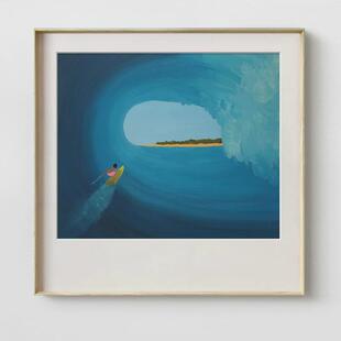 蓝色大海风景清新北欧风格装饰画客厅餐厅挂画壁画海上冲浪艺术画
