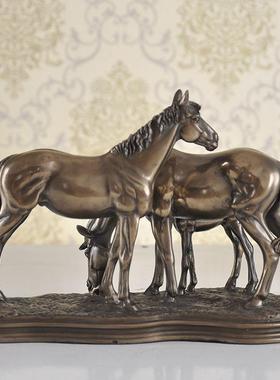 创意马家庭家居摆件铸铜装饰品马家居摆设树脂工艺品客厅亲子