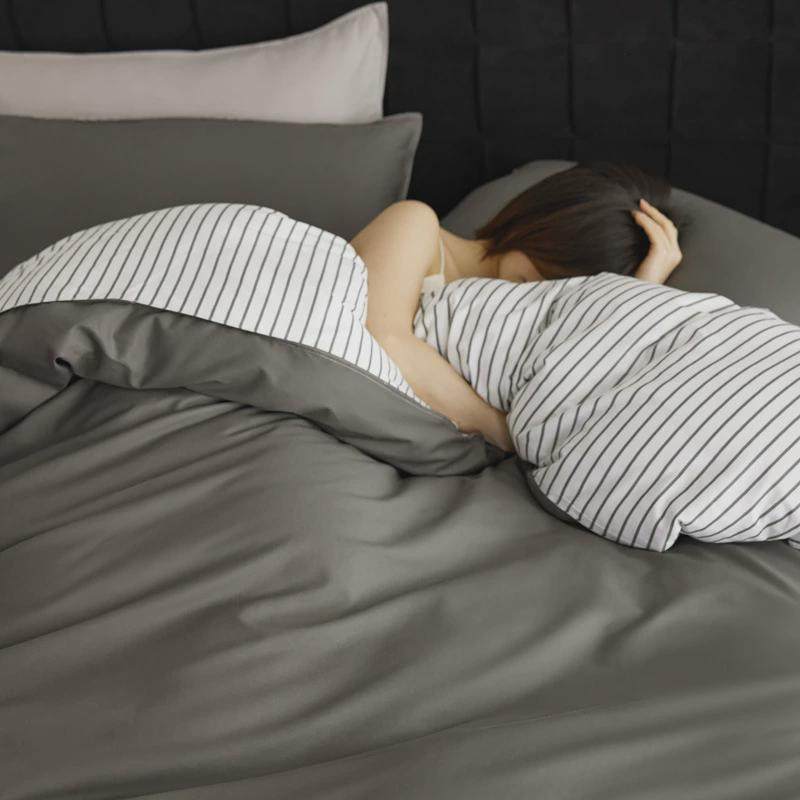 床笠北欧风全棉纯色条纹四件套时尚潮流风裸睡级单双人简约床单,床上用品,床品套件/四件套/多件套,淘宝优惠券,粉丝福利购,淘宝优惠卷