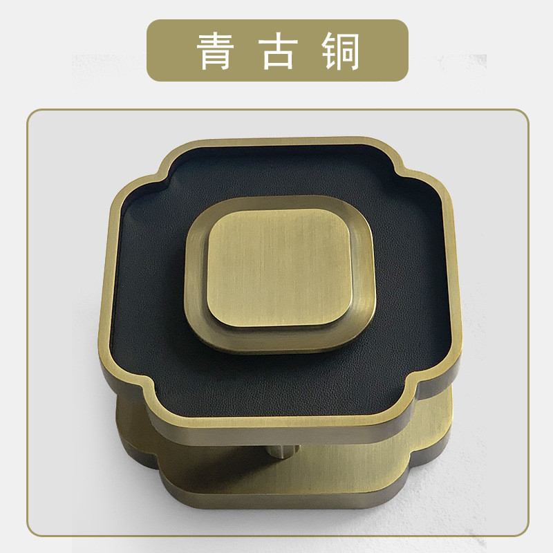 定做高端新中式轻奢推拉门大门铝合金皮质把手玻璃门铝大拉手厂家