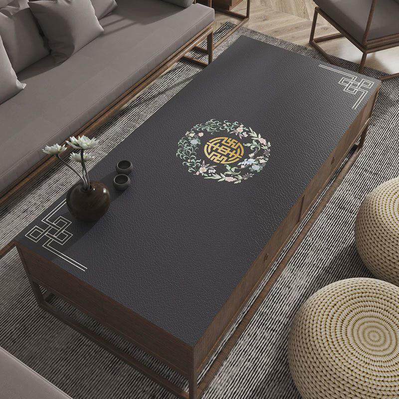 中式古典餐桌桌面垫皮革隔热长方形防水防油免洗茶几垫高级感轻奢,居家布艺,桌布,淘宝优惠券,粉丝福利购,淘宝优惠卷