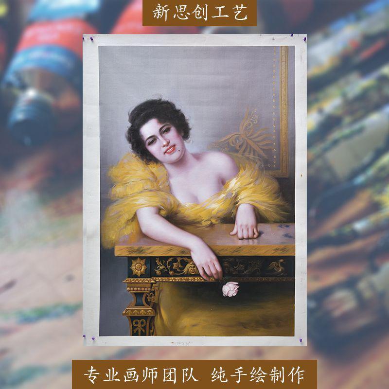 大芬手绘人物油画玄关艺术写实人像照片壁画带绘制手工肖像画框