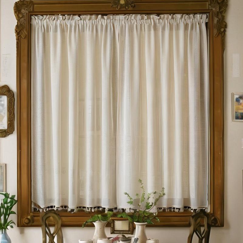 日式窗帘免打孔安装纱帘透光不透人短款半帘棉麻遮阳飘窗隔断门帘