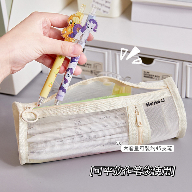 透明大容量网纱笔袋简约日系学生文具袋学生铅笔盒可带入考场笔筒
