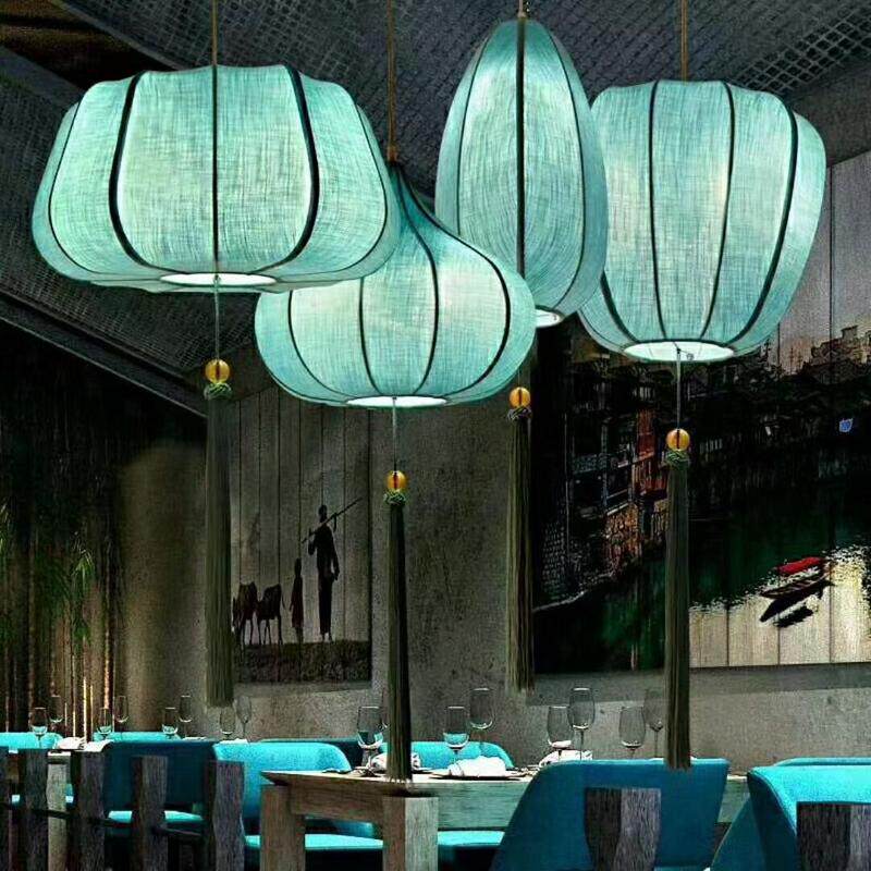 中式仿古布艺吊灯红灯笼婚庆火锅店灯笼装饰古典宫灯创意灯笼