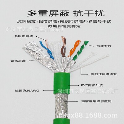 厂家直销Gige高柔工业相机网线以太网拖链线缆带锁头工业跳线