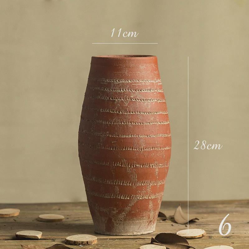 粗陶陶罐花瓶摆件花盆干花美式复古瓶子创意做旧仿古土陶盆插客厅