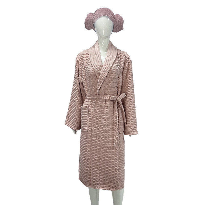 华夫格涤家居浴袍锦吸水速干睡袍男女四季通用情侣美容院酒店浴衣