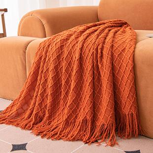 新款菱形针织毯床尾床宿舍毯亲肤休闲空调毯沙发搭盖保暖盖被毯子