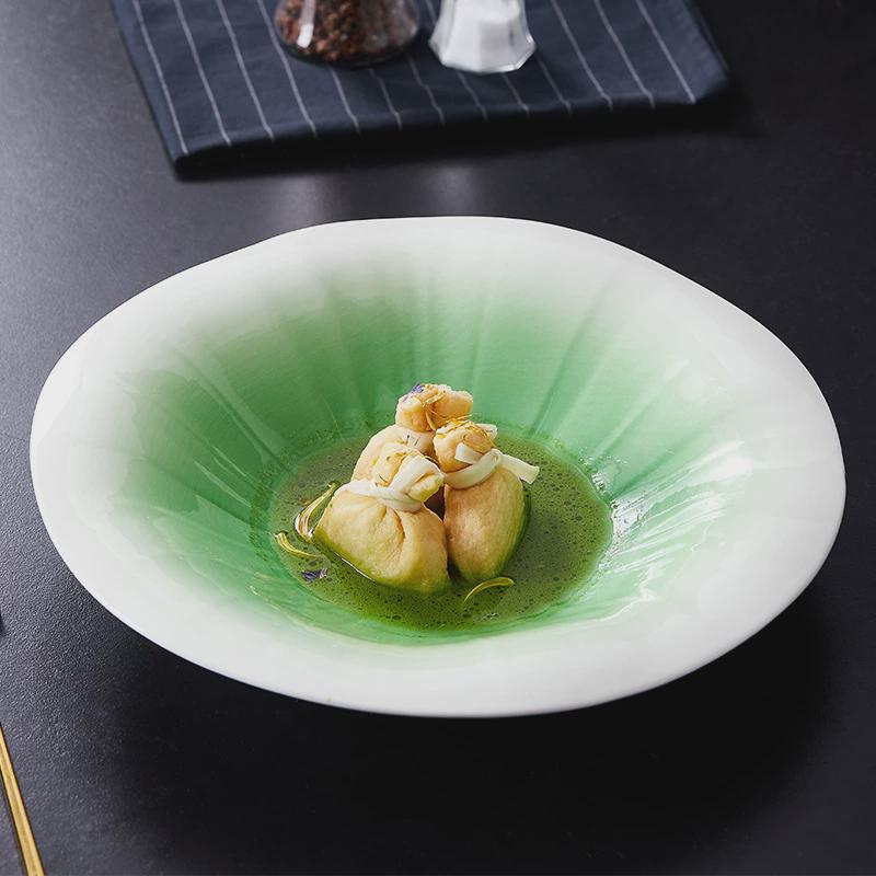 酒店高档中式12寸反口陶瓷汤碗餐厅餐盘菜创意会所精致意境菜品碗