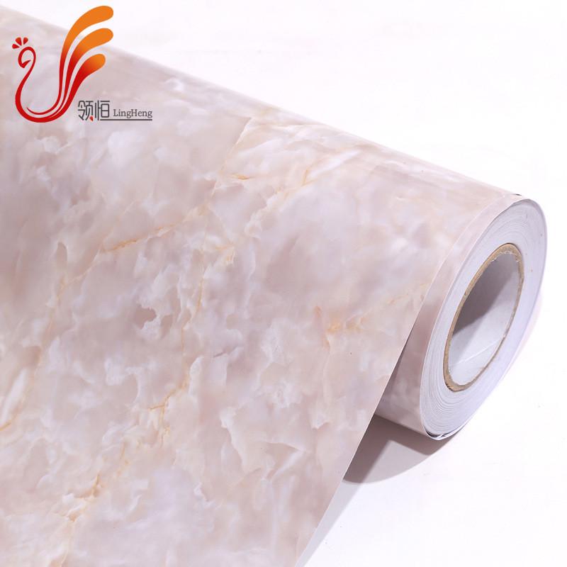 大理石纹亮光烤漆家具翻新贴膜橱柜防水贴纸自粘墙纸壁纸膜晶彩