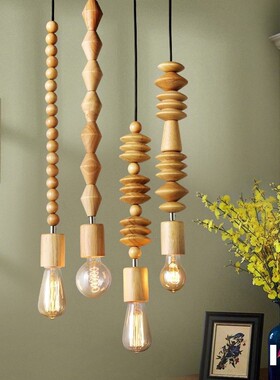 美式乡村实木东南亚风格吊灯创意日式服装店奶茶店咖啡店吧台吊灯