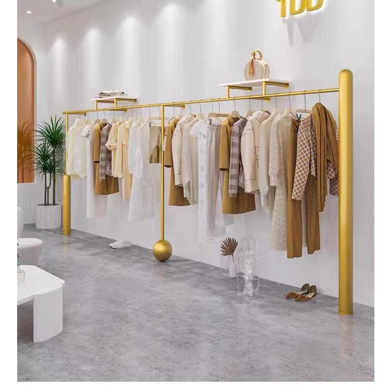 服装店展示架上墙铁艺金色挂衣架专用网红陈列架男女装店货架定制
