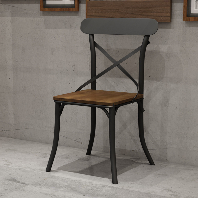 商用铁艺实木圆桌椅组合美式餐饮店烧烤吧复古火锅店饭店铁艺餐桌