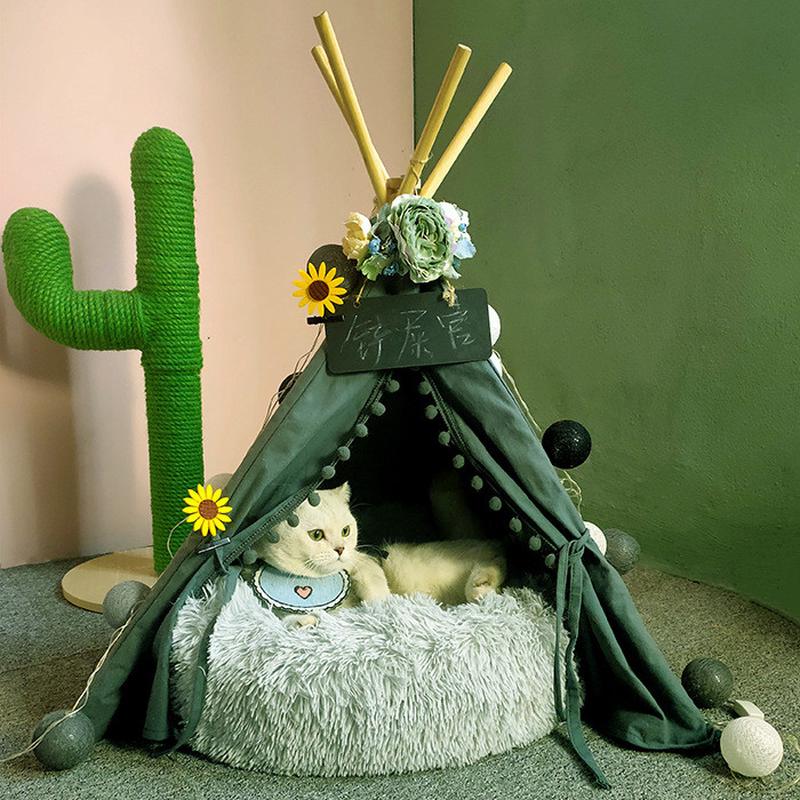 猫窝狗帐篷窝封闭式夏季狗屋北欧ins风可拆棉耐抓别墅小型犬