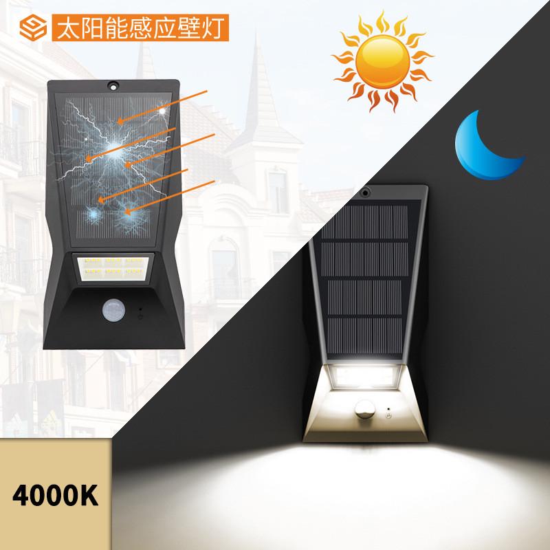 新款安全灯户外庭院壁灯超大光伏板发电花园露台车库防水太阳能