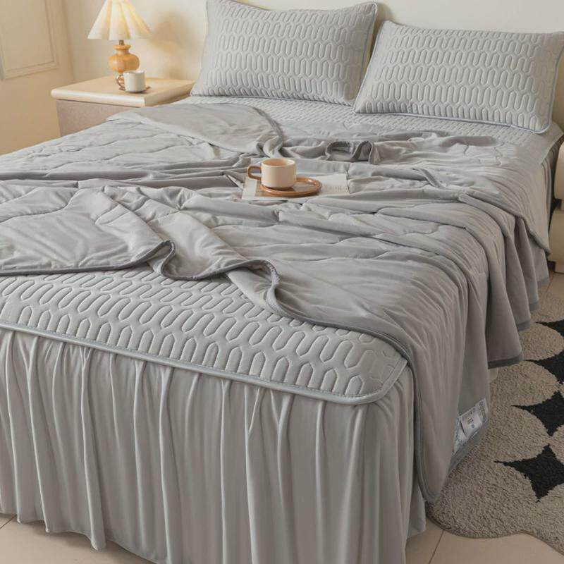 高级感夏凉被四件套乳胶凉席夏季床裙款1.8m冰丝席子可水洗空调被