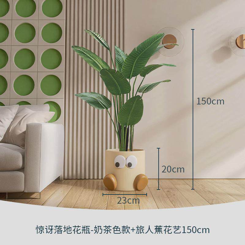 客厅落地花瓶摆件电视柜创意花盆盆栽家居装饰品仿真绿植旁边