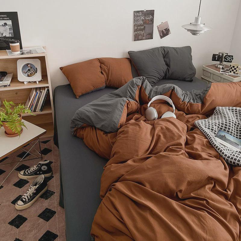 北欧ins100加厚三件套肤磨毛床单四件套床笠包围被套学生宿舍床亲