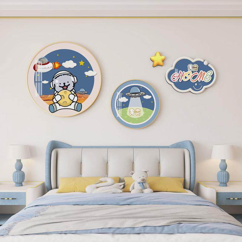 男孩儿童房装饰画挂画房间卡通女孩公主卧室床头背景墙高级感壁画