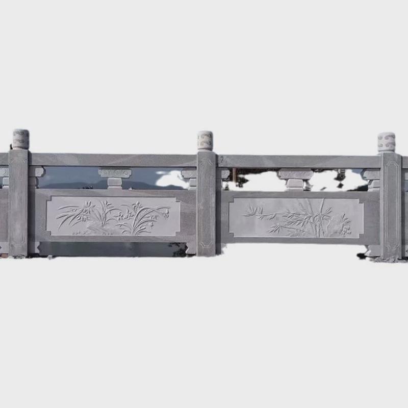 石雕栏杆别墅阳台柱栏杆庭院围栏鱼池护栏户外浮雕栏板大理石栏杆