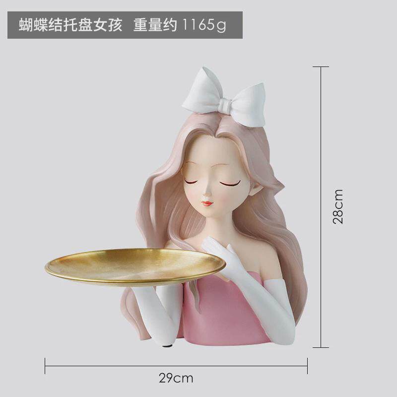 现代创意蝴蝶结边几花瓶摆件轻奢风客厅角几女孩玄关干花插花摆设