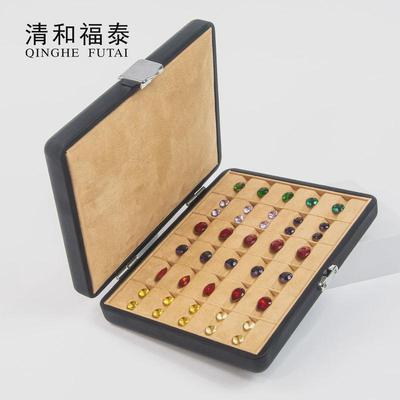 热销珠宝收纳盒宝石盒子可拆卸裸石pu带盖戒面钻石彩宝裸钻盒展示