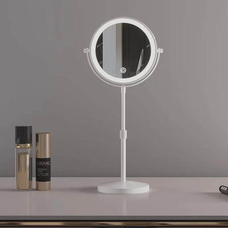 双面镜子三倍5倍10倍放大高度led带灯可升降调节化妆镜台式梳妆镜