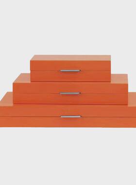 新中式现代衣帽间皮革家居摆件装饰盒酒店样板间创意软装首饰盒子