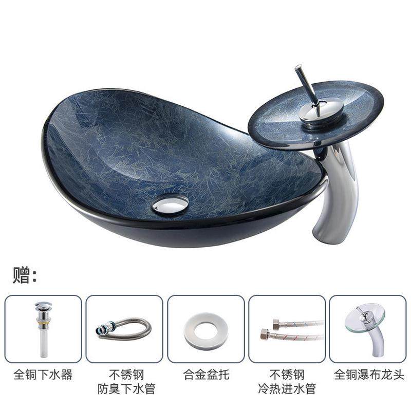博威雅纯色钢化玻璃台上盆卫生间艺术盆批发简约台盆承接酒店工程
