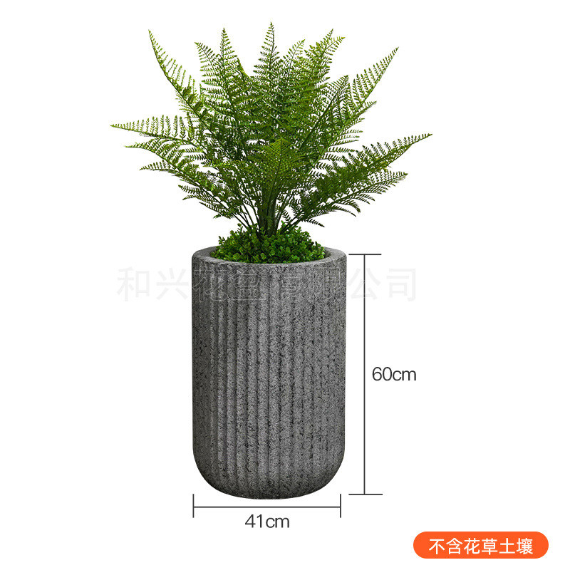 厂家户外玻璃钢花盆摆件水泥罗马柱花瓶室内组合大号盆栽落地定制