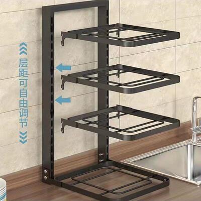 厨房炊具分层墙角柜内置物架收纳架厨房电器炒菜锅收纳锅架子