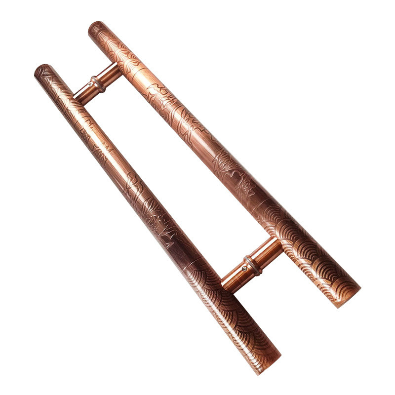 复古装不锈钢拉手古铜色豪华酒店推拉大门把手对祥云玻璃门拉手