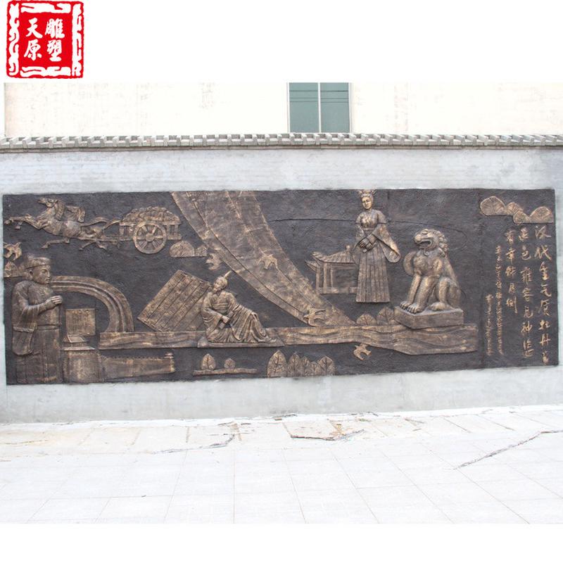 厂家制作玻璃钢砂岩浮雕仿铜人物校园文化墙大型学校装饰壁画