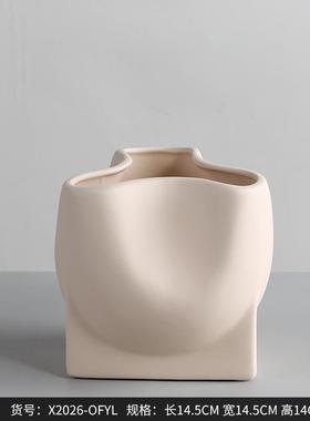 莫简约北欧兰迪陶瓷花瓶摆件ins风花插玄关装饰品花器