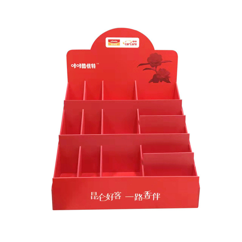 展示架展示柜多功能红色雪弗板亚克力商场柜台商品阶梯异形陈列架