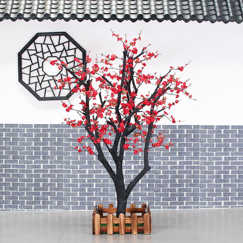仿真梅花树新年商场酒店客厅装饰造景异型树干大型仿真室内树假树