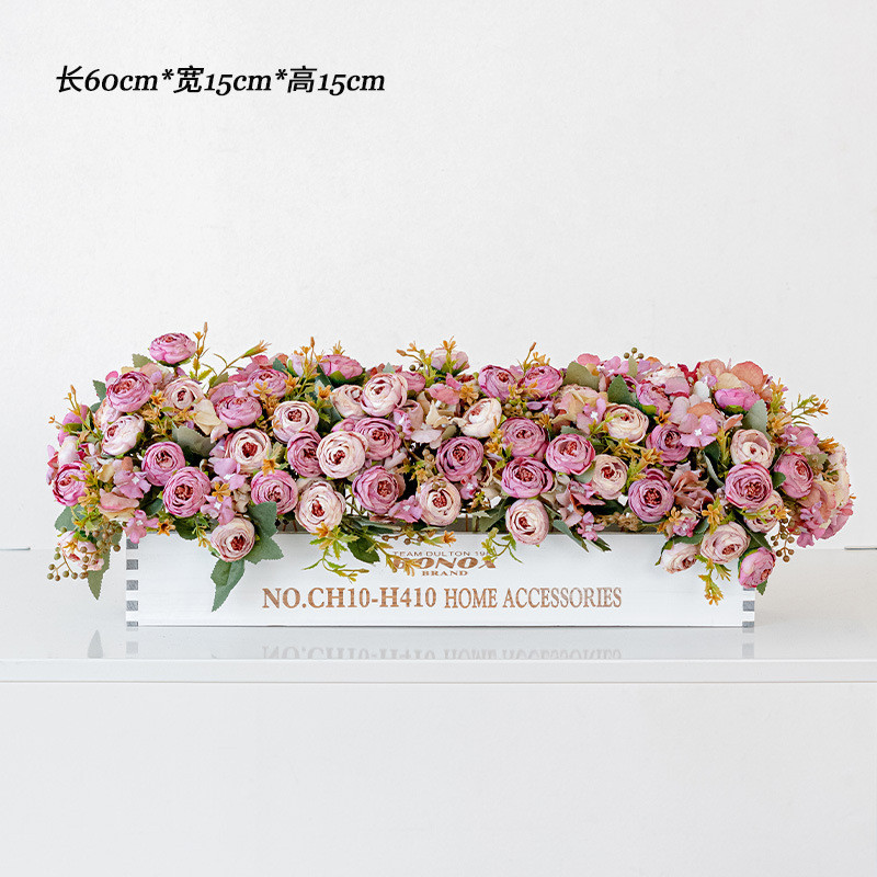 批发50cm花束仿真盆栽栅栏插花成品假花摆件玫瑰花装饰花仿真花