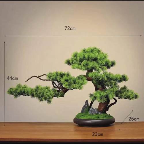 仿真迎客松盆景绿植盆栽客厅电视柜玄关办公室家居装饰新中式摆件